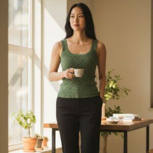 Abercrombie & Fitch Green Checkered Stretch Tank Top Women’s Small – Y2K Casual